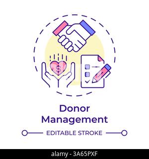 Donor management multi color concept icon Stock Vector