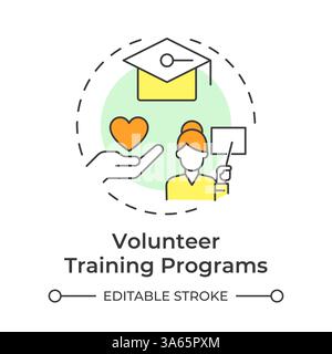 Volunteer training programs multi color concept icon Stock Vector