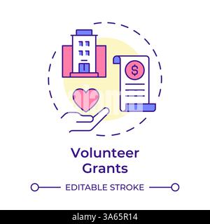 Volunteer grants multi color concept icon Stock Vector