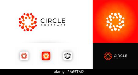 Swirling circular logo made of connected dots and fluid shapes, evokes energy, innovation, motion. Suitable for science, biotech, communication Stock Vector