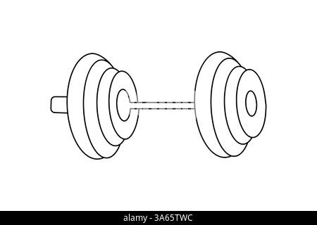 Dumbbell continuous one drawing and minimalist style isolate outline vector icon Stock Vector