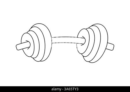 Dumbbell continuous one drawing and minimalist style isolate outline vector icon Stock Vector