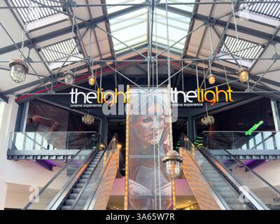 Bolton Market Place which has been converted into a modern shopping mall retaining the original Victorian ironwork of The Market Hall Stock Photo