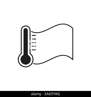 Thermometer icon. Temperature measuring symbol. Wave background element. Simple vector illustration. Stock Vector