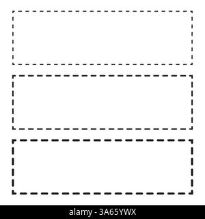 Dotted rectangle frames. Dashed line borders. Vector outline design. Stock Vector