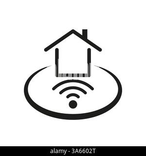 Smart home symbol. Wi Fi connection. Digital house network. Vector icon. Stock Vector