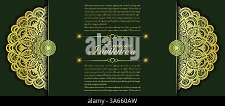 Luxurious Invitation card with mandala design, can be used for weeding, event, book cover, cover page, vector art illustration Stock Vector