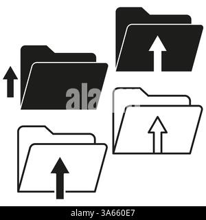 Folder upload icons. Arrow up symbol. Digital file transfer. Document vector illustration. Stock Vector