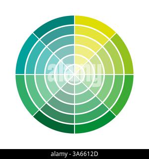 Yellow green spectrum. Radial gradient pattern. Abstract color wheel. Vector illustration. Stock Vector