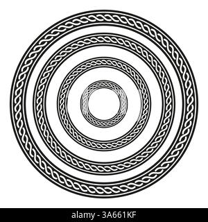 Intertwined circle pattern. Braided ring shape. Ornamental loop style. Vector rope motif. Stock Vector