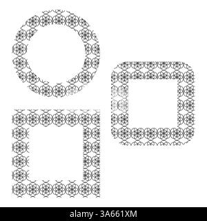 Ornamental frame set. Abstract geometric design. Black white decorative. Modern artistic borders. Stock Vector