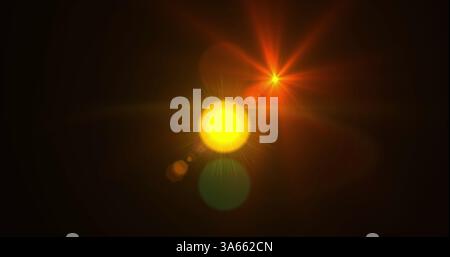 Bright abstract light flares creating dynamic visual effects on dark background Stock Photo