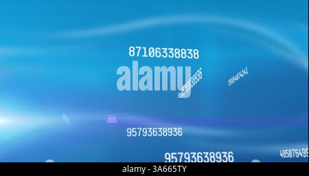 Image of numbers changing and data processing over glowing blue background Stock Photo