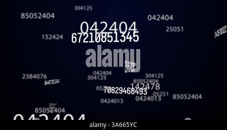 Image of white numbers changing on dark blue background Stock Photo