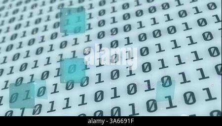 Image of binary coding numbers changing with markers and squares in background Stock Photo