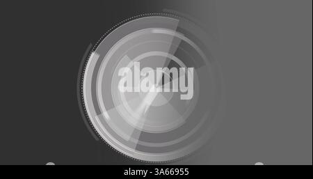 Image of clock moving fast and scope scanning on grey background Stock Photo