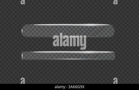 Glass transparent horizontal shape frame shining glare set, Glass overlay texture square and panel, Mirror template, Vector illustration Stock Vector