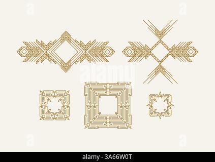 Line art design for invitation, poster, badge, monogram. Elegant luxury design template. Vector illustration. Stock Vector