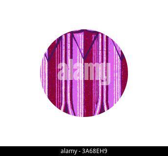 A circular design featuring bold, vertical lines in varying shades of purple and red, creating a striking and abstract pattern. Classic art with a modern twist reimagined by Artotop, Transformed Assyrian and Persian Ornament Stock Photo