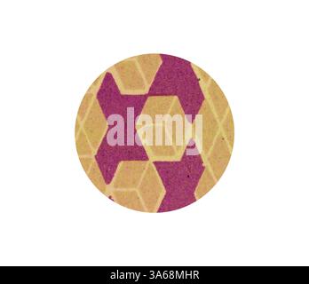 A vibrant geometric pattern featuring intertwining hexagons and star shapes in warm tones of yellow and rich purple. Classic art with a modern twist reimagined by Artotop, Transformed Persian Ornament Stock Photo