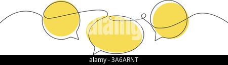 continuous single line drawing of speech bubbles, communication line art vector illustration Stock Vector