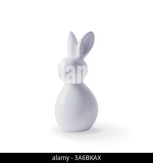 3D white ceramic easter bunny isolated Stock Vector