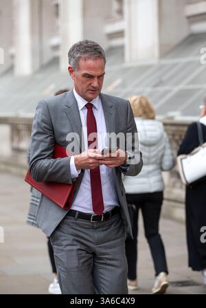 London, England, UK. 25th Mar, 2025. Peter Kyle MP, Secretary of State for Science, Innovation and Technology seen walking in whitehall Credit: Richard Lincoln/Alamy Live News Stock Photo
