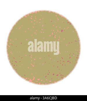 A circular surface featuring a textured beige background with scattered specks of pink, blue, and cream, creating an abstract and organic feel. Classic art with a modern twist reimagined by Artotop, Transformed French Fabrics, First Half of the Nineteenth Century Stock Photo