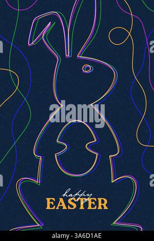 Easter bunny banner template. A creative Happy Easter vector illustration with bunny and egg. Perfect for holiday backgrounds, party designs, celebrat Stock Vector