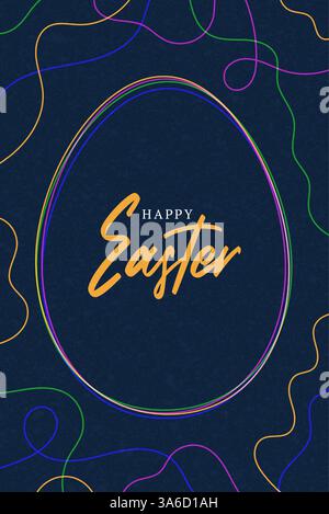 Easter bunny banner template. A creative Happy Easter vector illustration with big egg. Perfect for holiday backgrounds, party designs, celebrations, Stock Vector