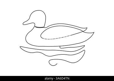 Duck continuous one line drawing of Animal Pets love concept abstract outline vector design Stock Vector