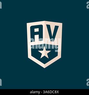 Initial AV logo star shield symbol with simple design vector graphic Stock Vector