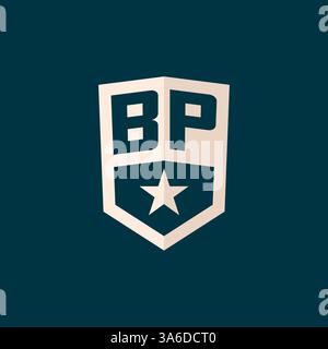 Initial BP logo star shield symbol with simple design vector graphic Stock Vector