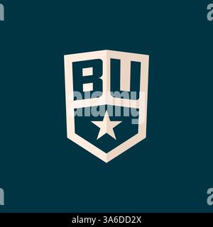 Initial BU logo star shield symbol with simple design vector graphic Stock Vector