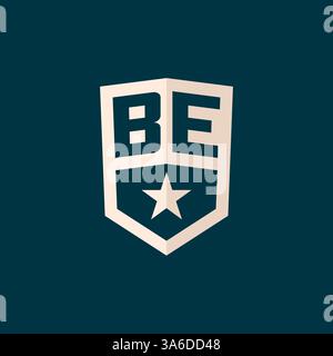Initial BE logo star shield symbol with simple design vector graphic Stock Vector