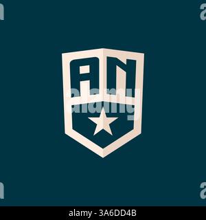 Initial AN logo star shield symbol with simple design vector graphic Stock Vector