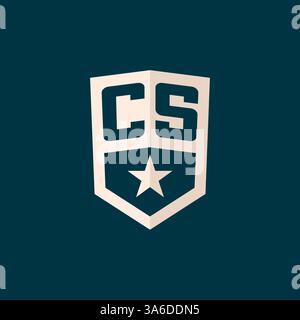 Initial CS logo star shield symbol with simple design vector graphic Stock Vector