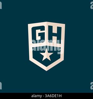 Initial GH logo star shield symbol with simple design vector graphic Stock Vector