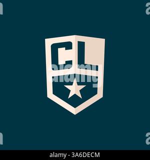 Initial CL logo star shield symbol with simple design vector graphic Stock Vector