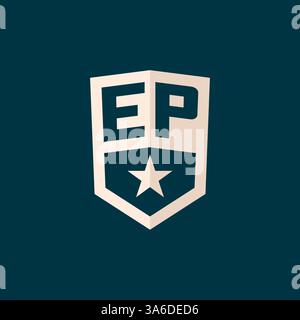 Initial EP logo star shield symbol with simple design vector graphic Stock Vector
