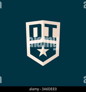 Initial DI logo star shield symbol with simple design vector graphic Stock Vector