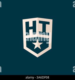 Initial HI logo star shield symbol with simple design vector graphic Stock Vector