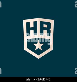 Initial HR logo star shield symbol with simple design vector graphic Stock Vector