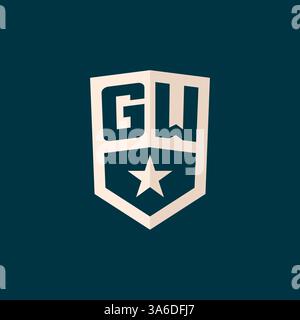 Initial GW logo star shield symbol with simple design vector graphic Stock Vector