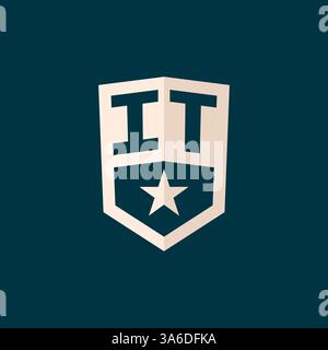 Initial IT logo star shield symbol with simple design vector graphic Stock Vector