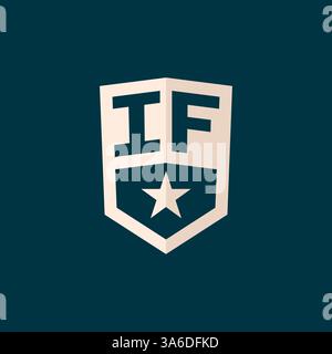 Initial IF logo star shield symbol with simple design vector graphic Stock Vector