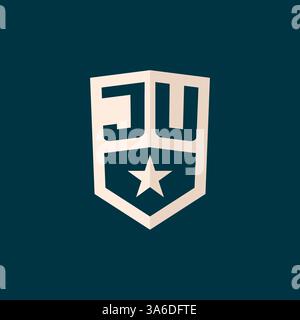 Initial JU logo star shield symbol with simple design vector graphic Stock Vector