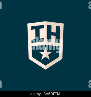 Initial IH logo star shield symbol with simple design vector graphic Stock Vector