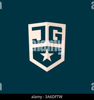 Initial JG logo star shield symbol with simple design vector graphic Stock Vector
