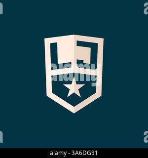 Initial LJ logo star shield symbol with simple design vector graphic Stock Vector